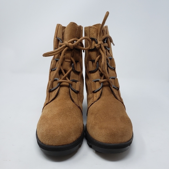 Sorel Joan of Arctic tan suede wedge boots size 5 big girls/6.5 womens - Picture 3 of 10